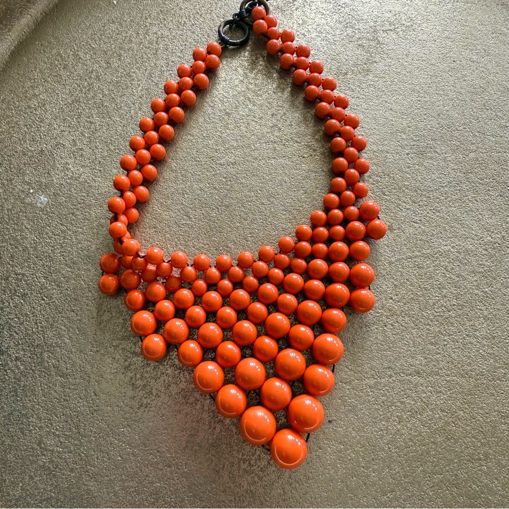 Bold Orange Beaded Necklace